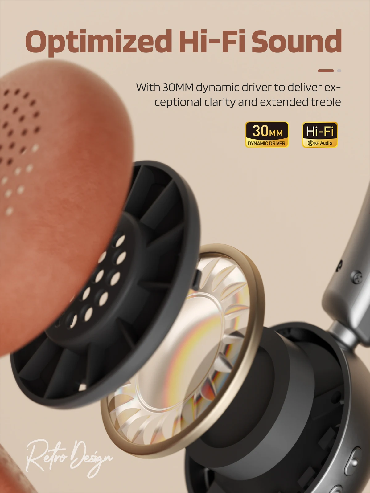 سماعة رأس عتيقة ، سماعة رأس معدنية ، سماعة رأس لاسلكية ، بلوتوث ، صوت HiFi ، وقت تشغيل 60 ساعة ، جهاز مزدوج ، موضة otd