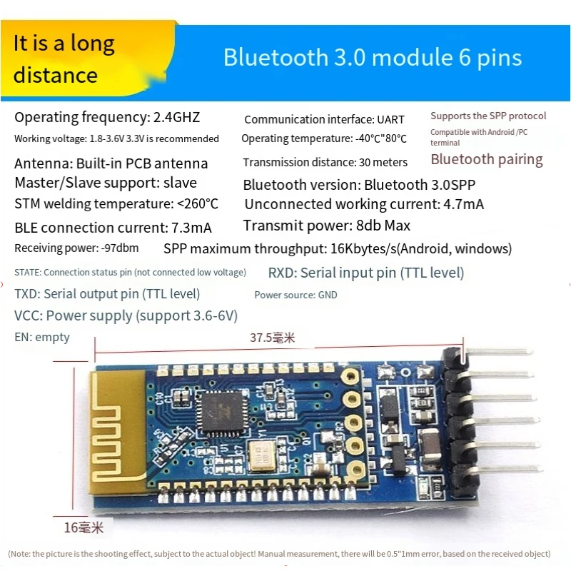 Módulo Bluetooth 3.0 SPP transmissão transparente compatível com escravo HC-05/06 JDY-31