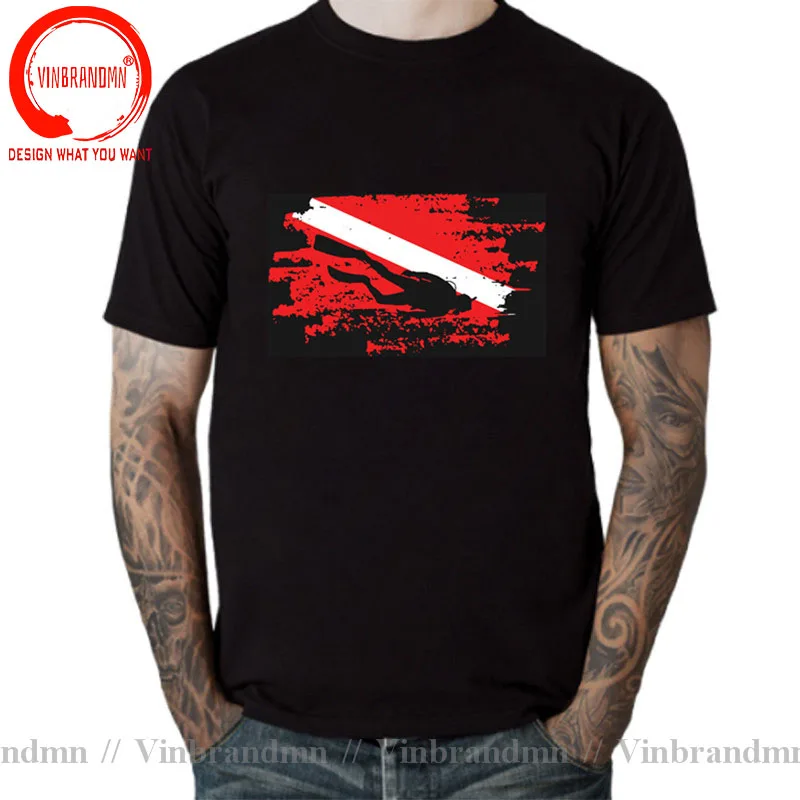 Red Flag New Pattern Scuba Diving T shirts men Funny Scuba Diver t-shirts Youth Brand apparel Diving lovers perfect gift tshirts