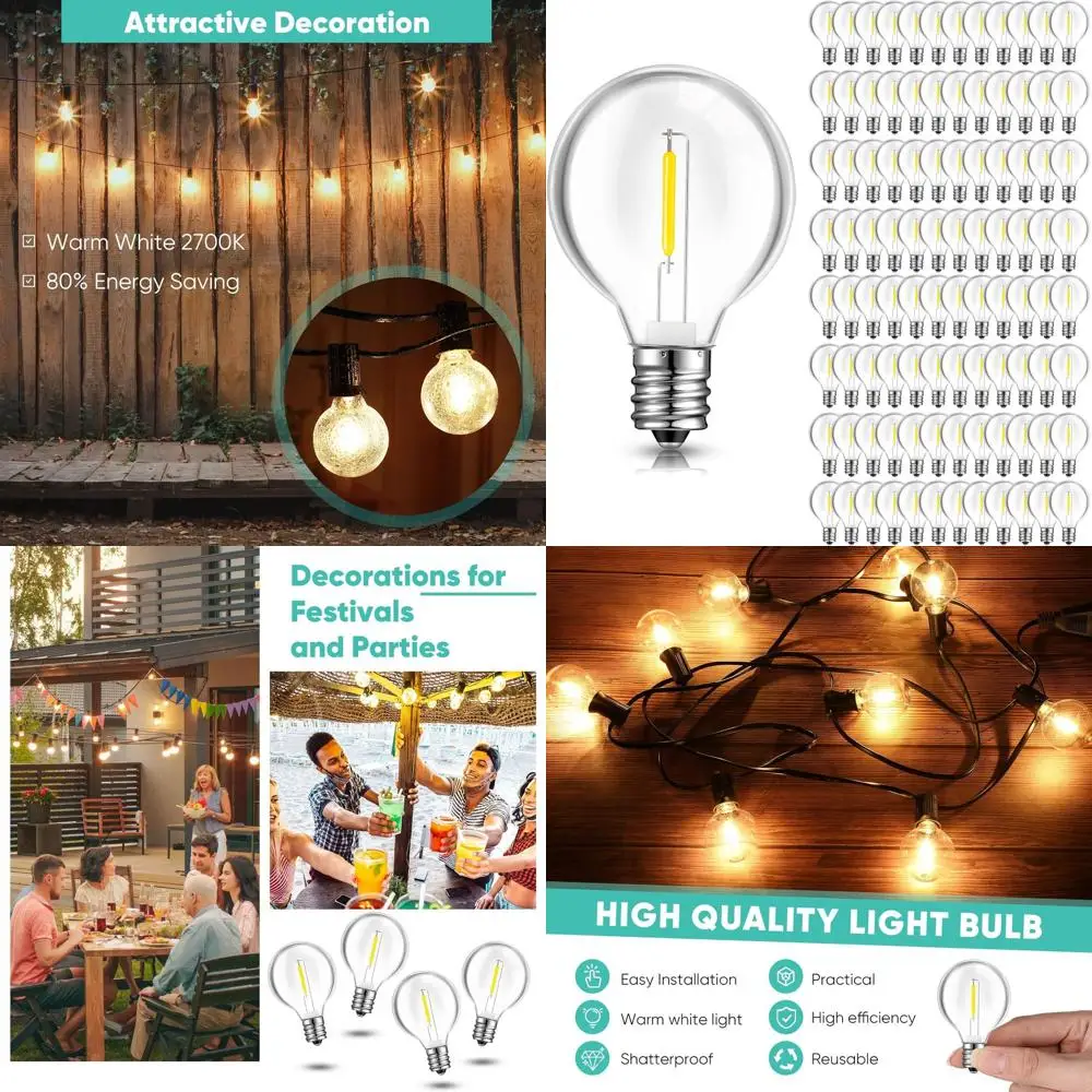 

150-Piece 1W G40 LED Replacement Bulbs, Outdoor C7 & E12 Candelabra Base, Shatterproof, Warm White 2700K