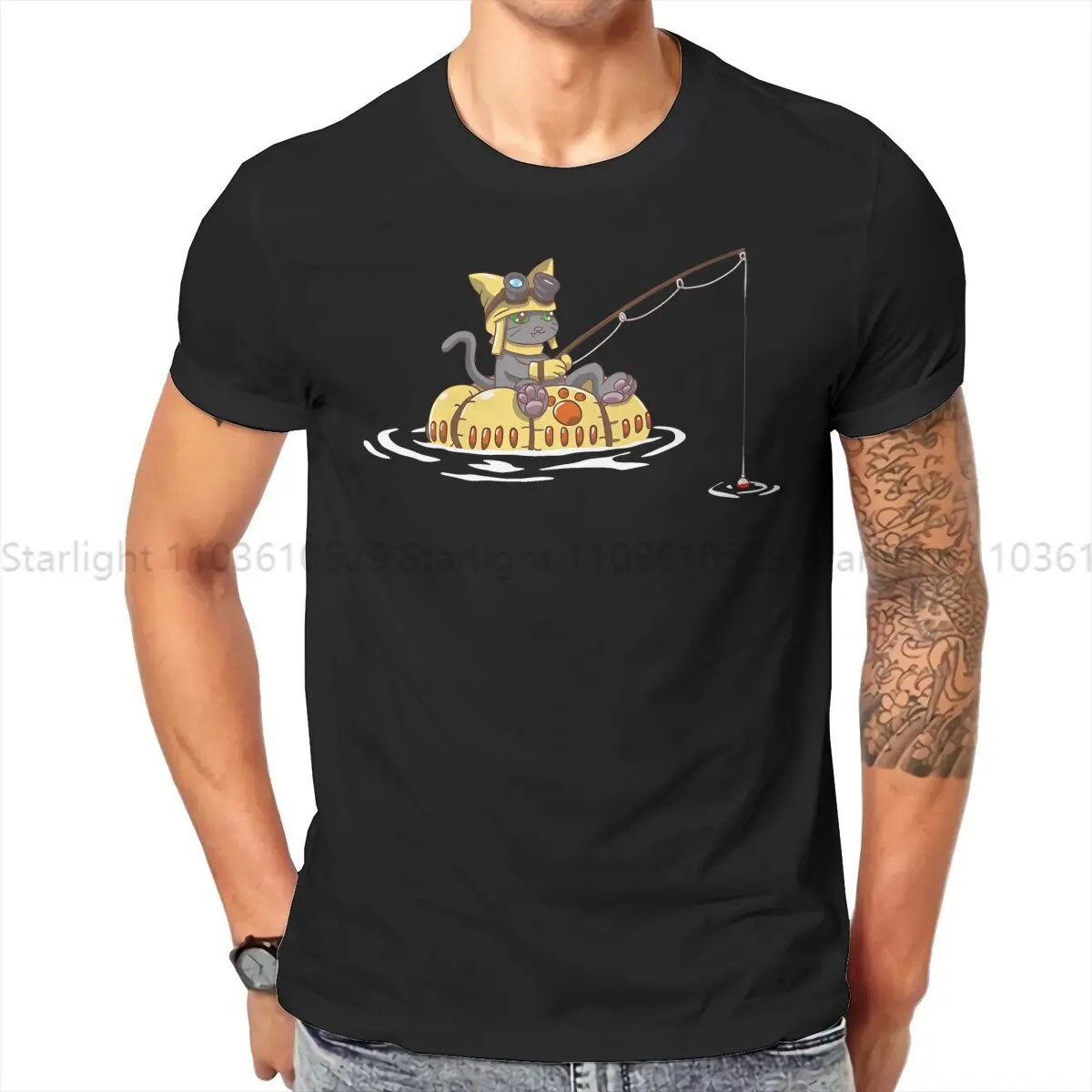 Monster World Hunter TShirt Palico Fishing Elegant T Shirt Leisure Men Tee Shirt New Design