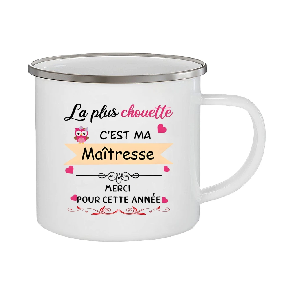 Thank You Mistress Enamel Cups Gift Idea for Teacher Coffee Mug Cup Teacher Appreciation Gift Merci Maîtresse Enamel Cups - view 5