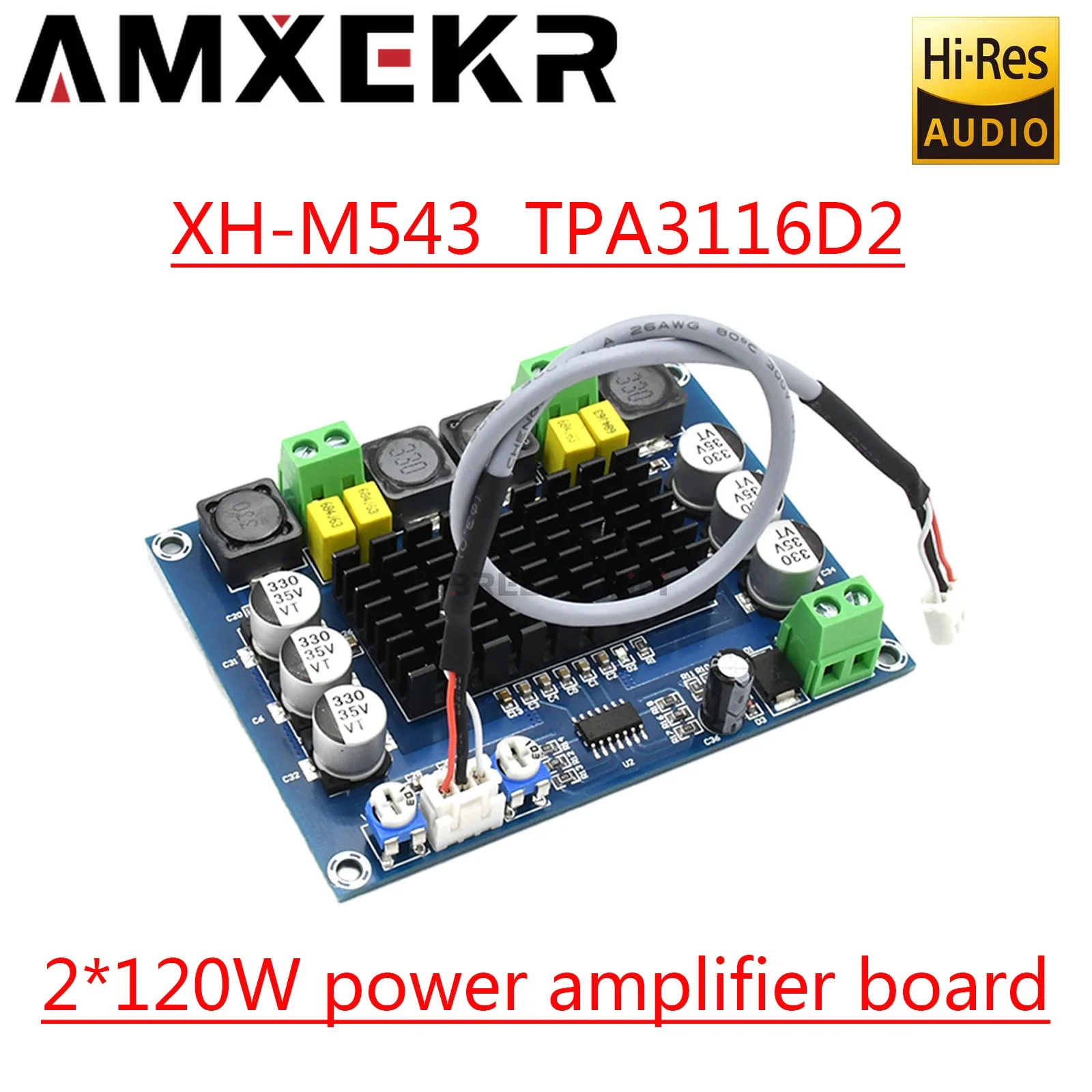 XH-M543บอร์ดขยายกำลังเสียงระบบดิจิตอล amxekr พลังงานสูง TPA3116D2 MODUL Amplifier Audio คลาส D 2*120W