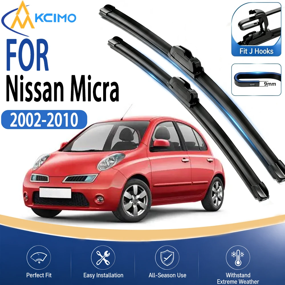Premium Boneless Wiper Blades Set 21"+18" U/J Hook for Nissan Micra K12 2002-2010 Clear Vision All-Weather Quiet And Stable