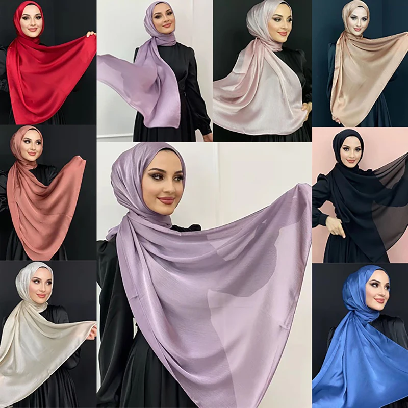 Hijab femme musulman ramadan abaya femme islam foulard musulmane pour femme bonnet soie de medine Abaya – foulard de tête en soie pour femmes musulmanes, Hijab, Long châle, en Satin, en Jersey, robe islamique