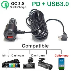 5V 3A Type-C USB QC3.0 Quick Car Charger with Micro / Mini / Type-C Charging Port for Car Dash Cam Cellphone Camera DVR