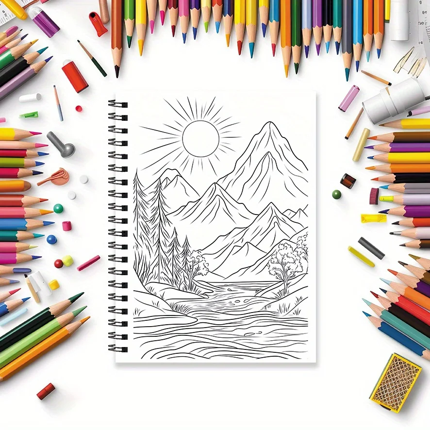 Adult Natural Landscape Coloring Book 8.3x11.2 Inches 22 Sheets (100gsm) Scenic Art for Relaxation Perfect Holiday Gift