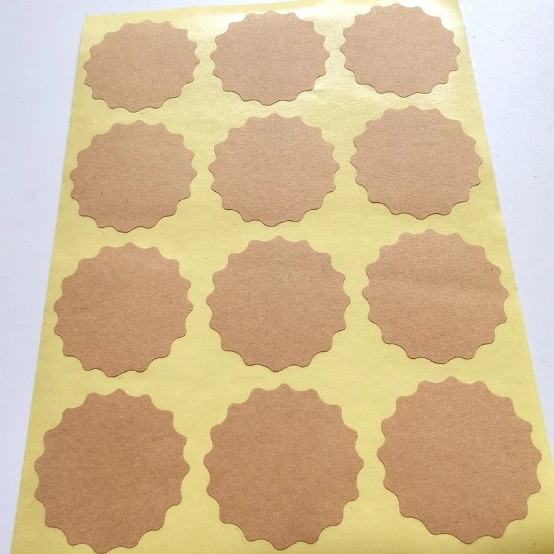120PCS Round/Heart 35mm BLANK Brown Kraft Paper Sticker For DIY Writting Printing Baker Label