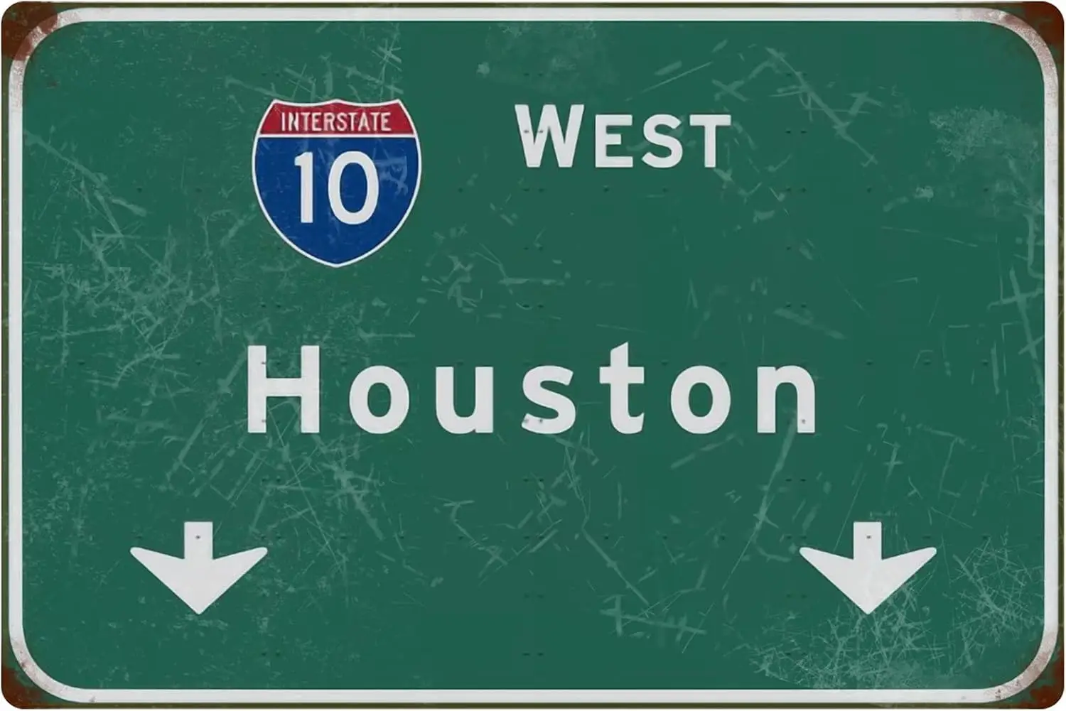 Tin Sign Retro West Houston Intercontinental 10 Road Sign Airport Highway Iron Sheet Sign Bar Club Wall Decoration 18x12 Inch Gi