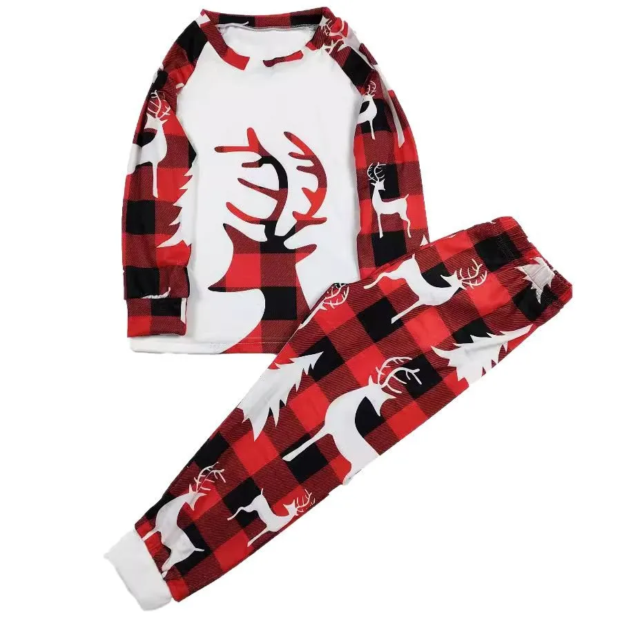 2026 New European Checkered Christmas Parent-child Wear Printed Home Pajamas Set, Christmas Holiday Family Pajamas  123