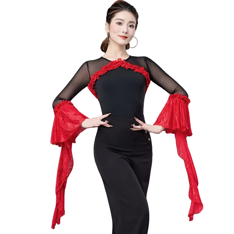 ملابس ممارسة الرقص الحديث 2025 الجديدة للرقص اللاتيني الفالس بأكمام طويلة LY5253 #4