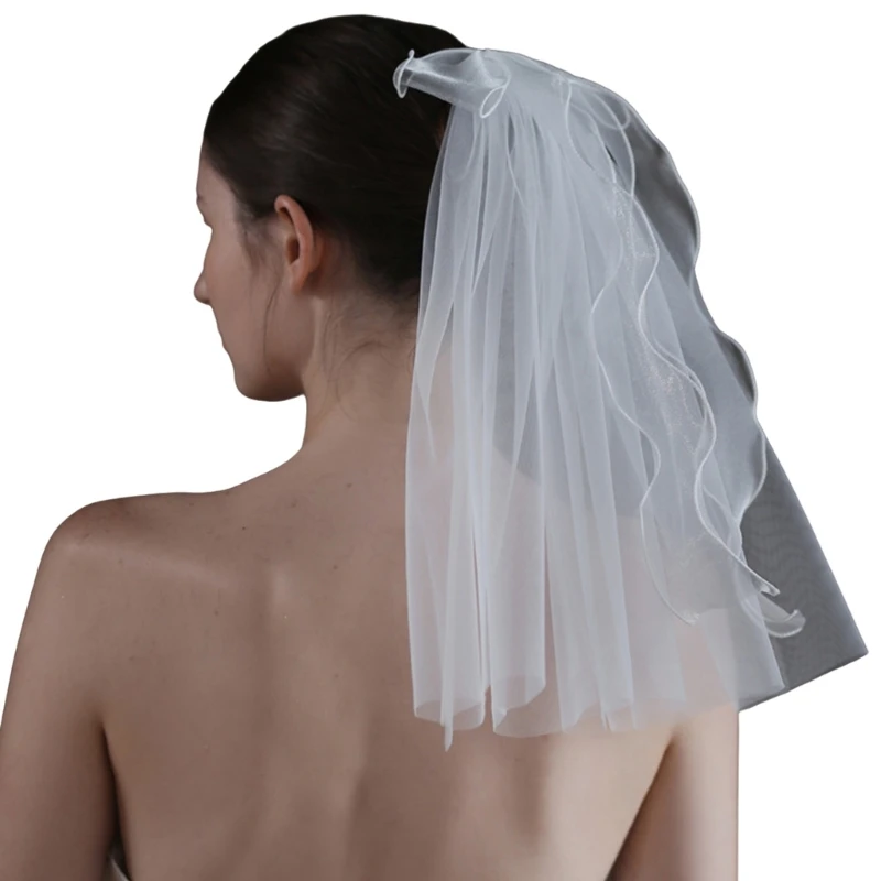 Butterfly Knot Veils Versatiles Wedding Veils Soft Fabric Veils Comfortable Bridal