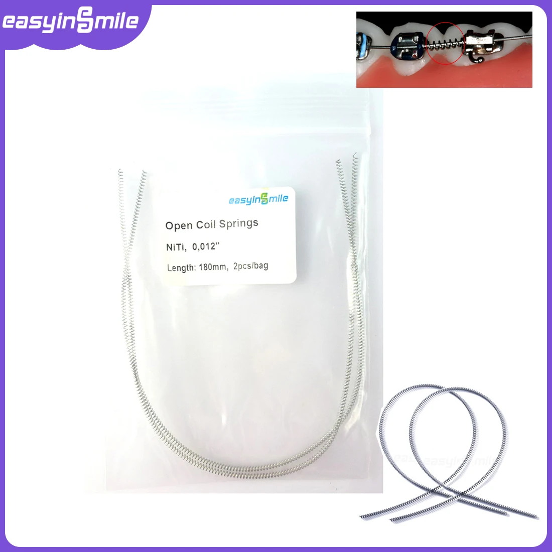 

Dental Orthodontic Open Coil Spring Niti Elastic Open Distalized Springs 0.010"" 0.012"" Length 180mm