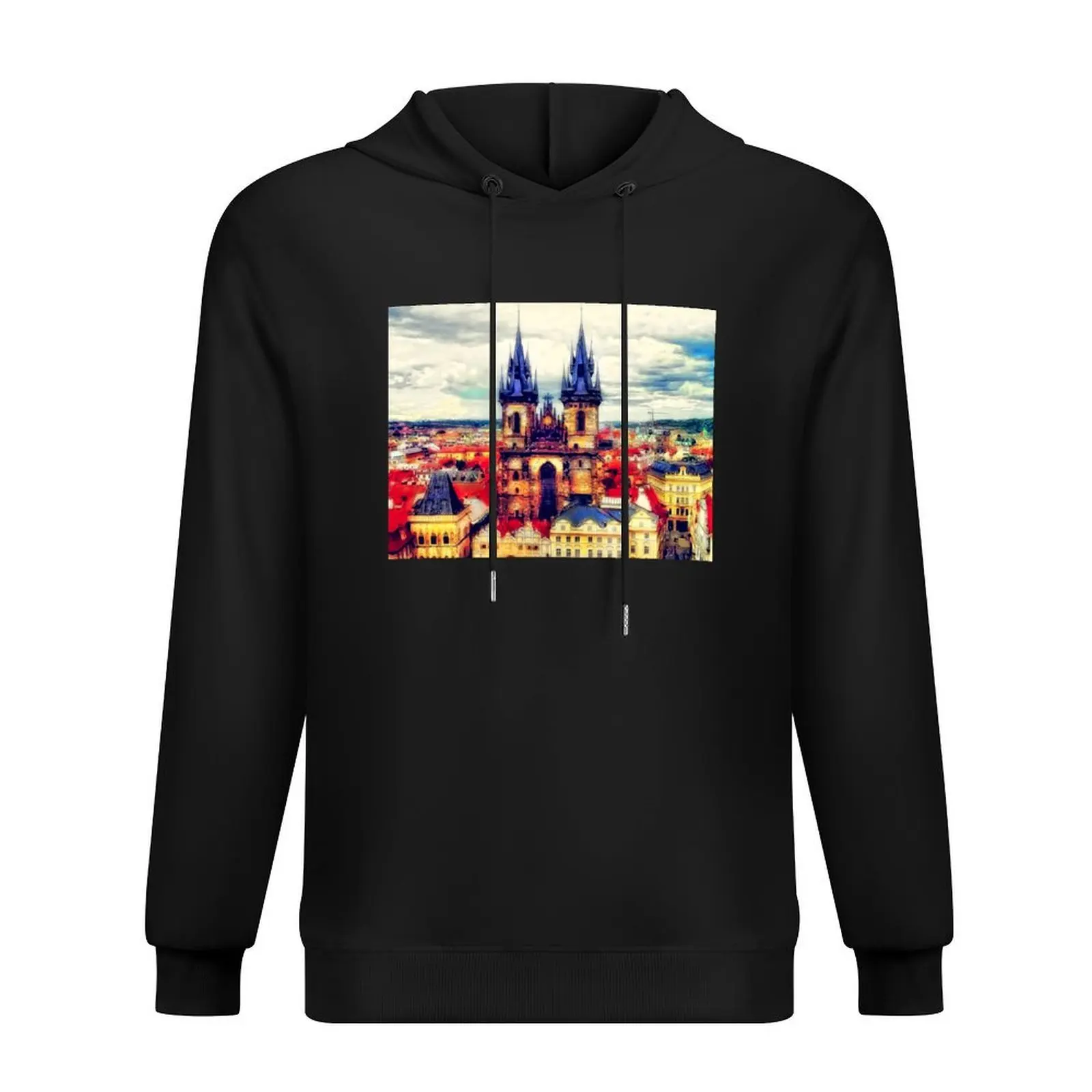 

Prague Church Of Our Lady Before Tyn Watercolor Hoodie autumn jacket men autumn clothes korean clothes tracksuit