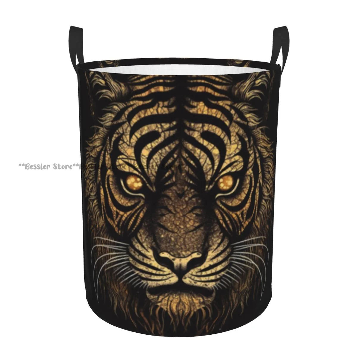 Folding Laundry Basket Tiger Head Dirty Clothes Storage Bucket Wardrobe Clothing Organizer Hamper