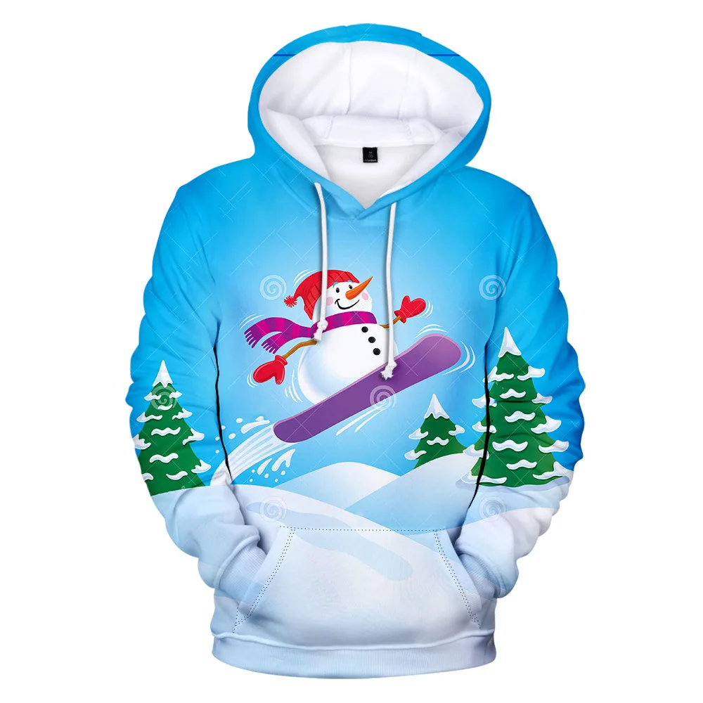

2025 Autumn/Winter Sweater Christmas Sweater Christmas Hat Saint Snowman Sweater Digital Print Hoodie Sweater Men's Sweater