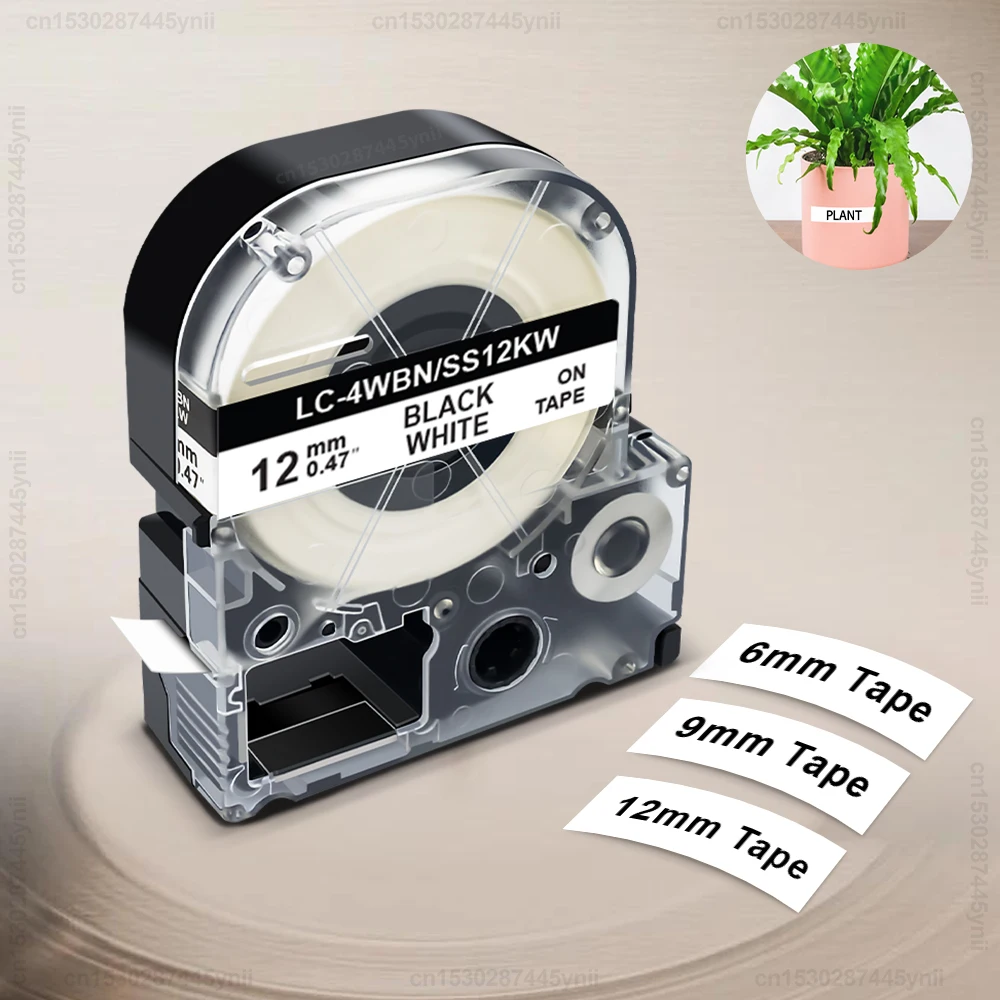 1Pcs Compatible Epson Label Tape SS6KW SS9KW SS12KW LK-4WBN 6/9/12mm Black on White Label for Epson LW-300 LW-400 Label Printer