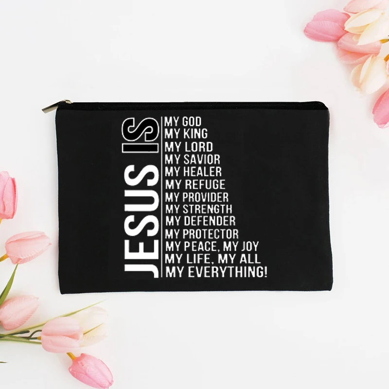 Jesus Is My God King Everything Print Cosmetic Organizer Fashion Makeup Case Make Up Organizer Bag Travel Organizer Gift for Her