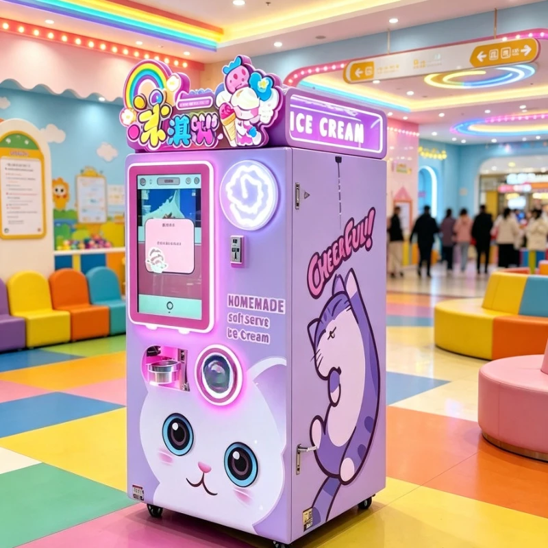 Vertical Multi Flavor Ice Cream Machine Anti Blocking Structure High Efficiency Cooling For Shopping Mall Food Stall Usage