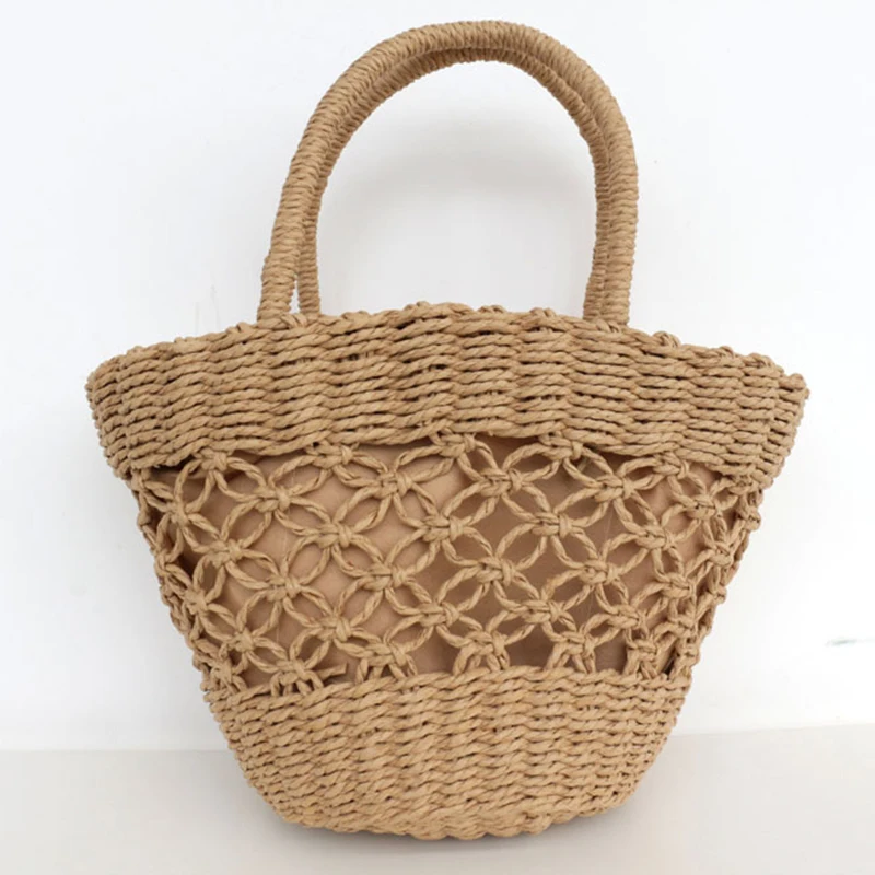 Beach Bag For Women Summer 2023 New Hot Basket Woven Straw Braided With Top Handle Handbags Shopping Party Fashion Bucket Clutch