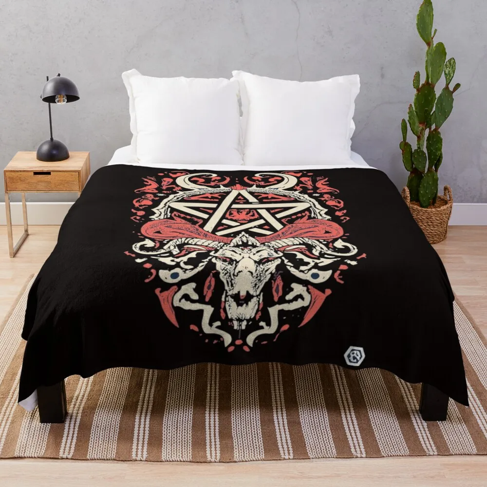 

Tarot Lucifer Satan, Satanic Magi Pentagram Pagan Wicca Goddess Witch nature dark force Throw Blanket Luxury Thicken Blankets