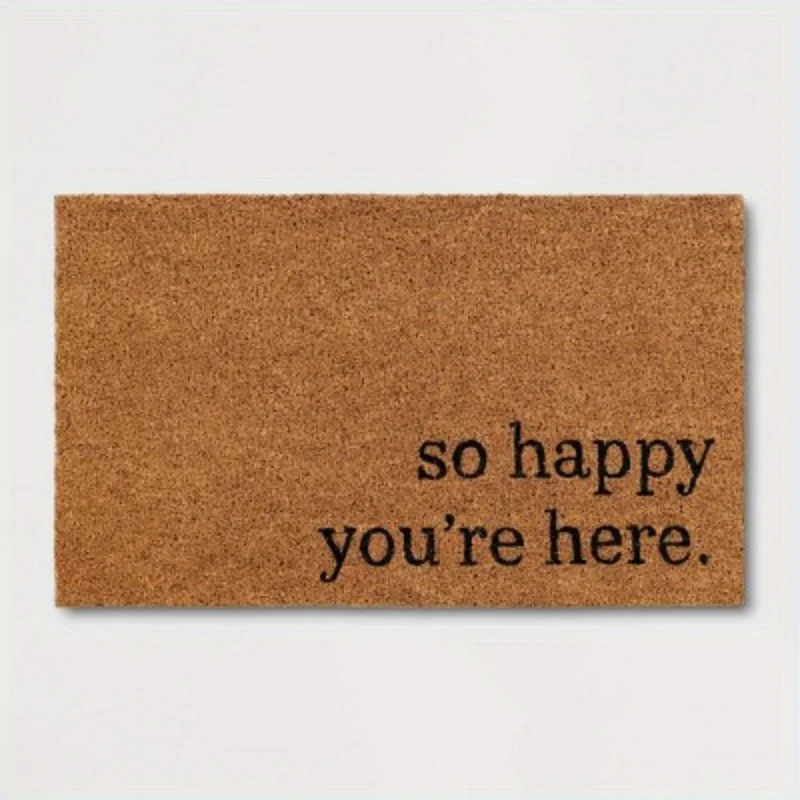 

1'6'x2'6' Glad You're Here Coconut Doormat Natural - Outdoor Welcome Mat, Front Door, Medium Pile