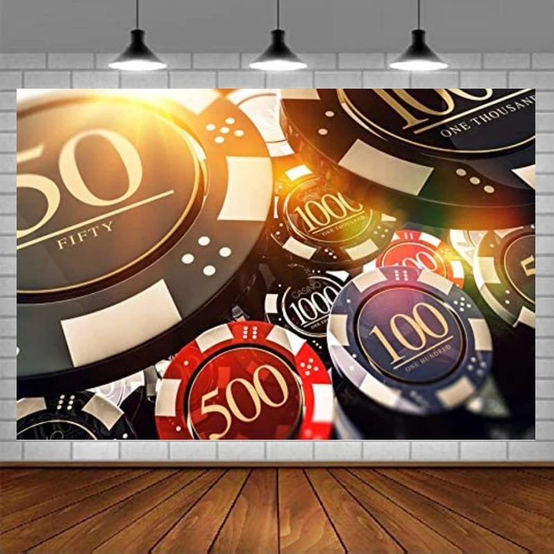 Casino Chips Photography Backdrop Las Vegas Nevada Gambling House Bokeh Bargaining Chip Roulette Wheel Lucky Card Background