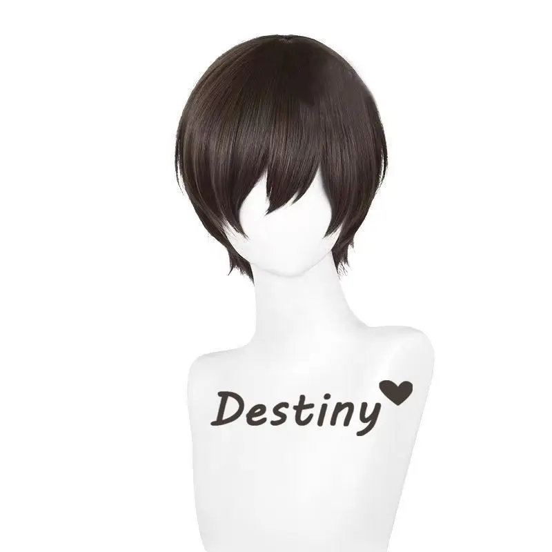 Ouran High School Host Club Haruhi Fujioka Cosplay Wig Brown Short Hair Rose Net Realistic Scalp view 4