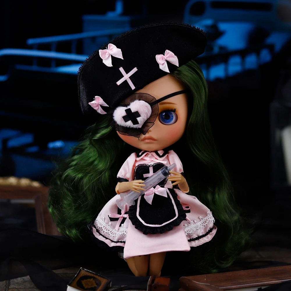 ICY DBS Blyth Doll 1/6 30cm tan Skin Glossy Face Green Hair Girl Doll BJD Toys Gifts