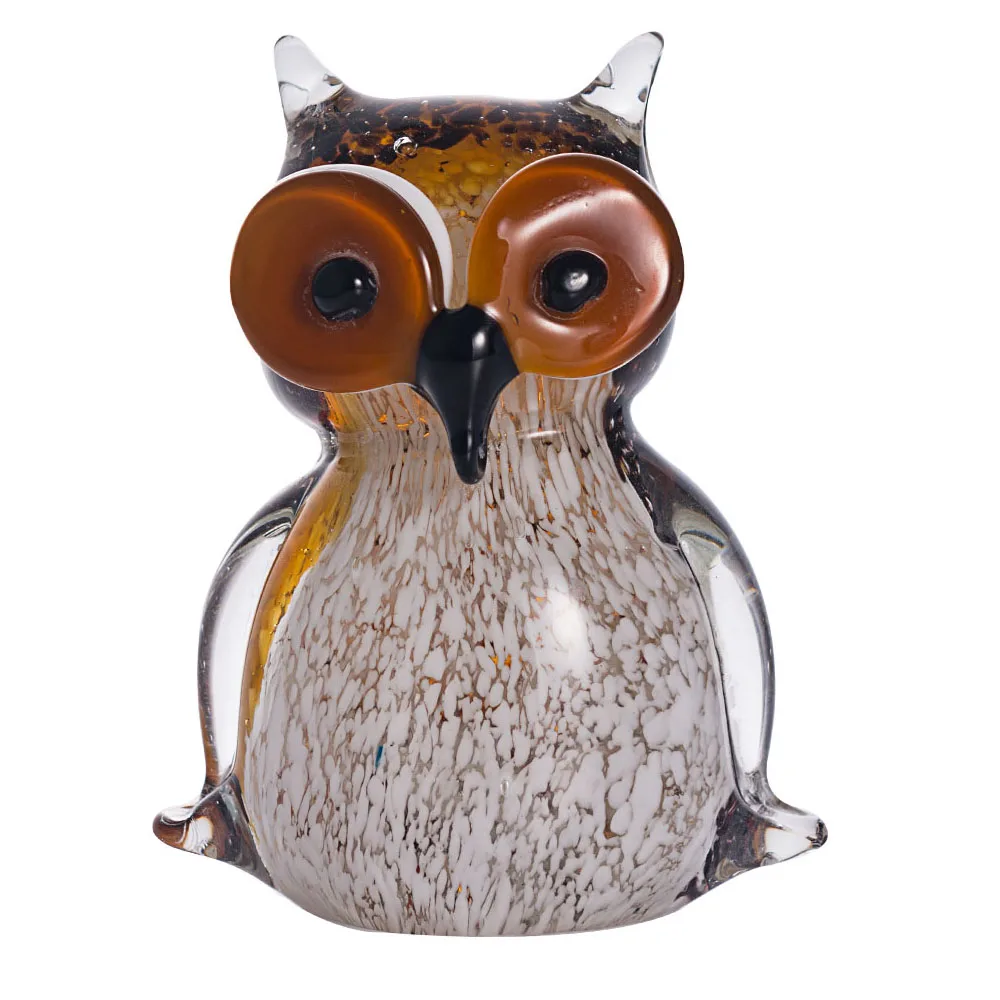 Unique 2 Colors Cute Owl Crystal Figurines Glass Ornament Collection Animals Paperweight Table Craft Home Decoration Kids Gift