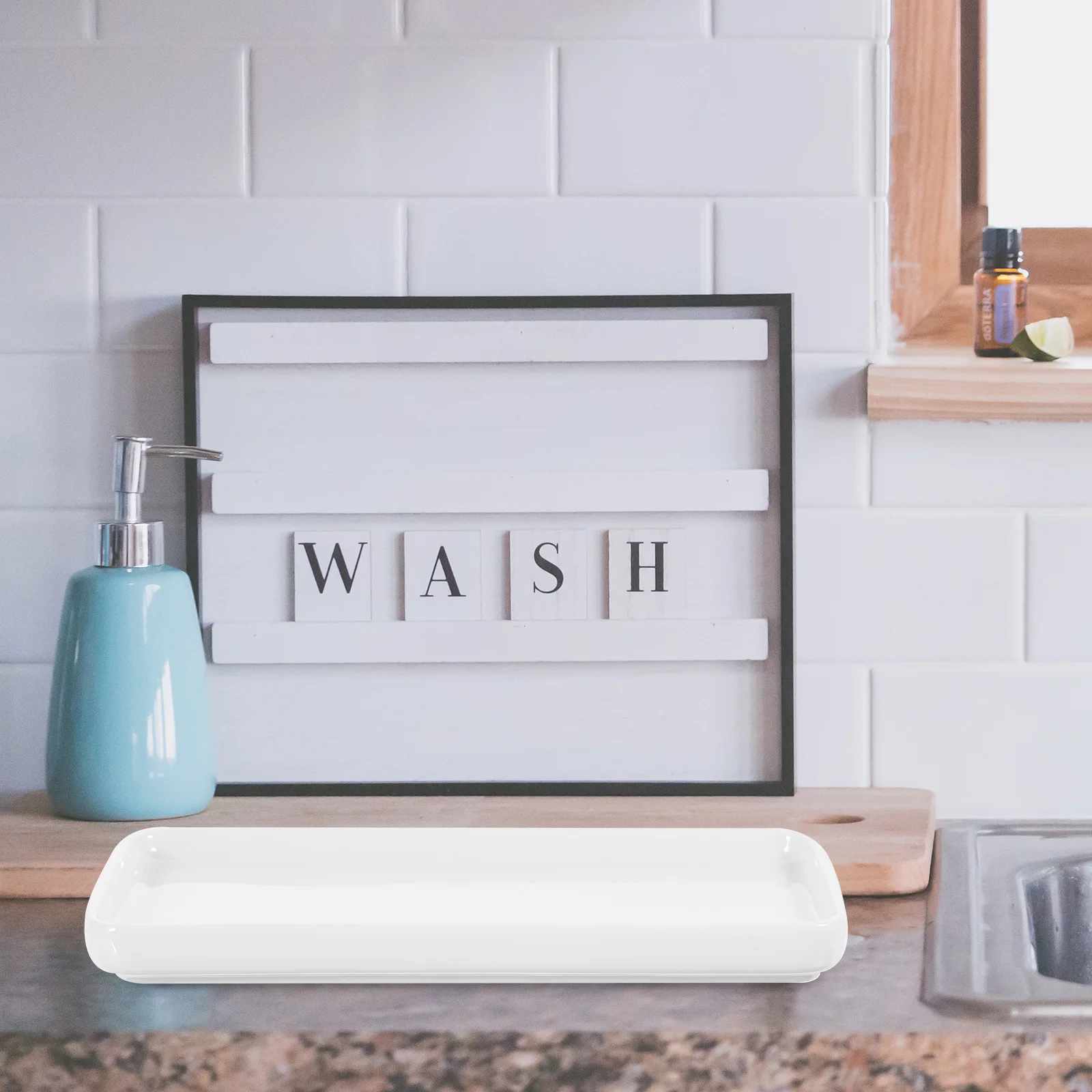 

2Pcs Vanity Bathroom Tray White Ceramic Organizer Decorative Storage Plate for Cosmetics Jewelry Desktop Countertop