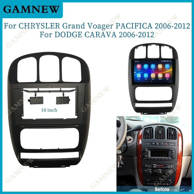 

Car 10.1 inch Big Screen Android Stereo Player Fascia Panel Frame Mount Kit For Chrysler Grand Voyager Pacifica Dodge Carava