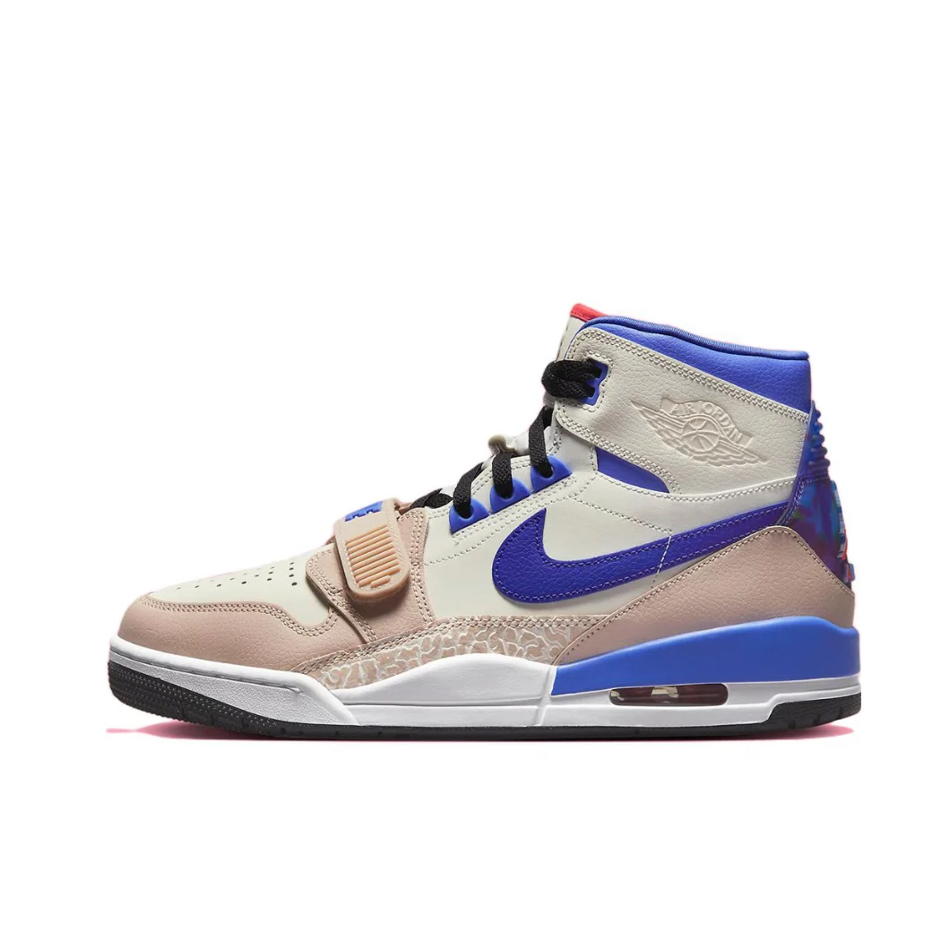 Nike Legacy 312 High Men's Retro Basketball Shoes Shock Absorbing Slip Resistant Wearable Beige Brown and Blue Colorways