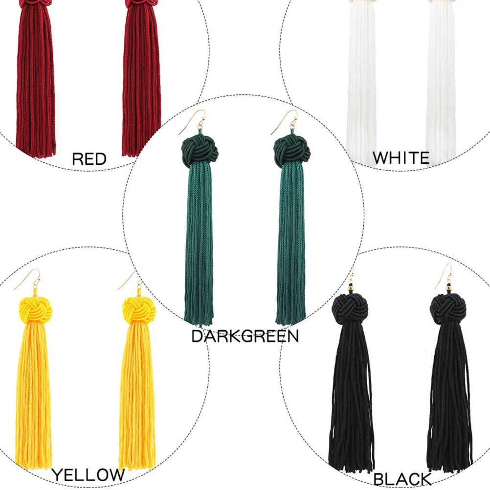 3Pair Tassel Earrings Long Bohemian Dangle Eardrop Jewelry Lightweight Casual Accessory Unique Gift for Women Ladies