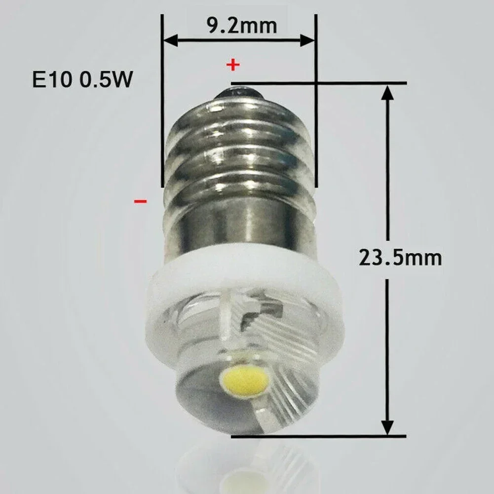 3/4.5/6V 0.5W 6000K 백색 LED E10 교체 전구 손전등 랜턴 비상 램프 횃불 캠핑 액세서리