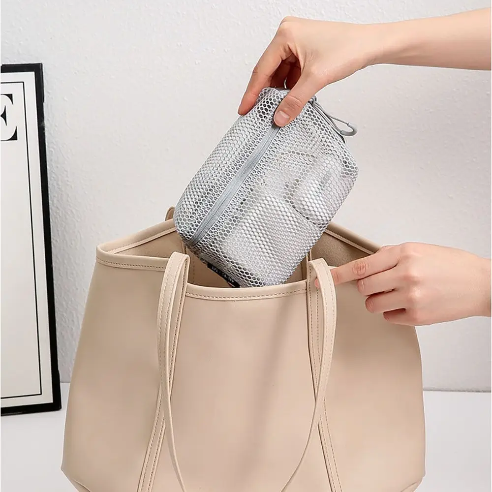 Casual Nylon Storage Pouch With Zipper Hand-held Cosmetic Bag Multipurpose Mesh Mesh Pouch Women