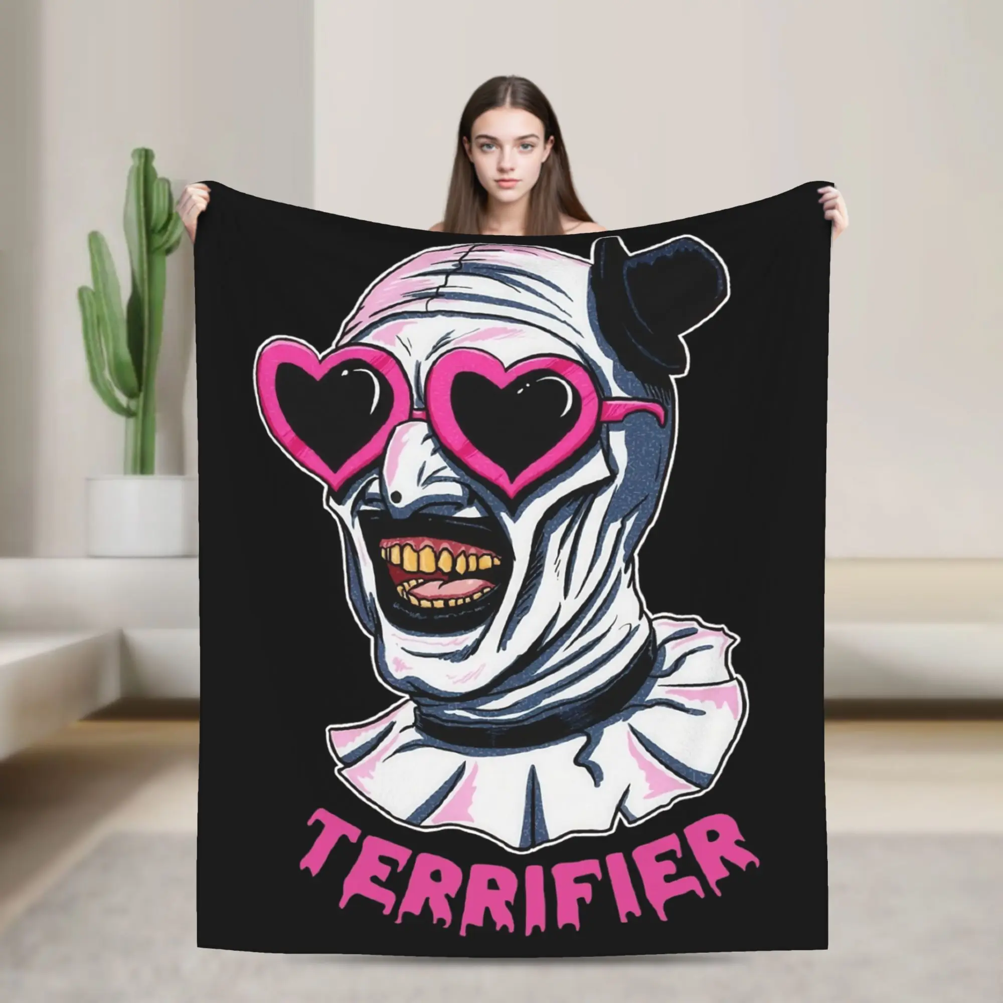 Terrifier Art Clown Heart Glasses Blankets Fleece Textile Decor  Breathable Soft Throw Blankets for Bedding Outdoor Bedspread