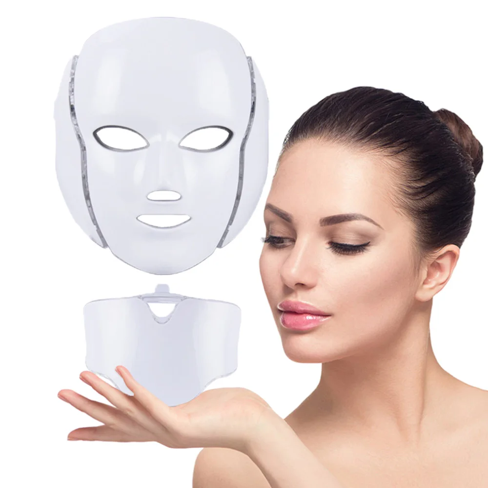 Facial 7 Colors Light LED Mask Face With Neck Skin Rejuvenation Treatment Anti Acne Therapy Whitening Home Use Beauty Devices