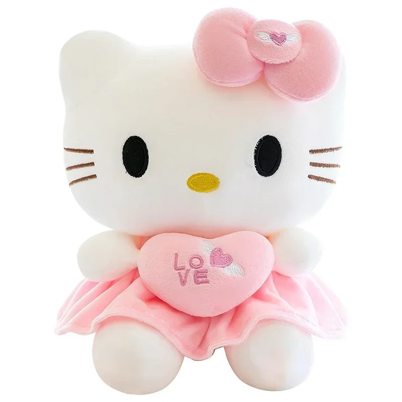 Sanrio Kitty Plush Toys Pillow 25cm Kawaii Anime KT Cat Plush Doll Soft Stuffed Cartoon Cute Pink Doll Birthday Gift For Girls