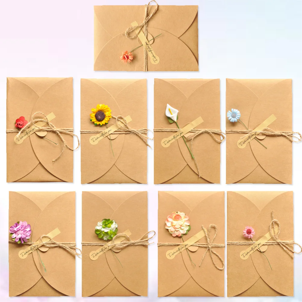 

18Pcs Vintage Dried Flower Greeting Cards Handmade Eco-Friendly Odorless Kraft Paper Elegant Design Suitable for Birthday