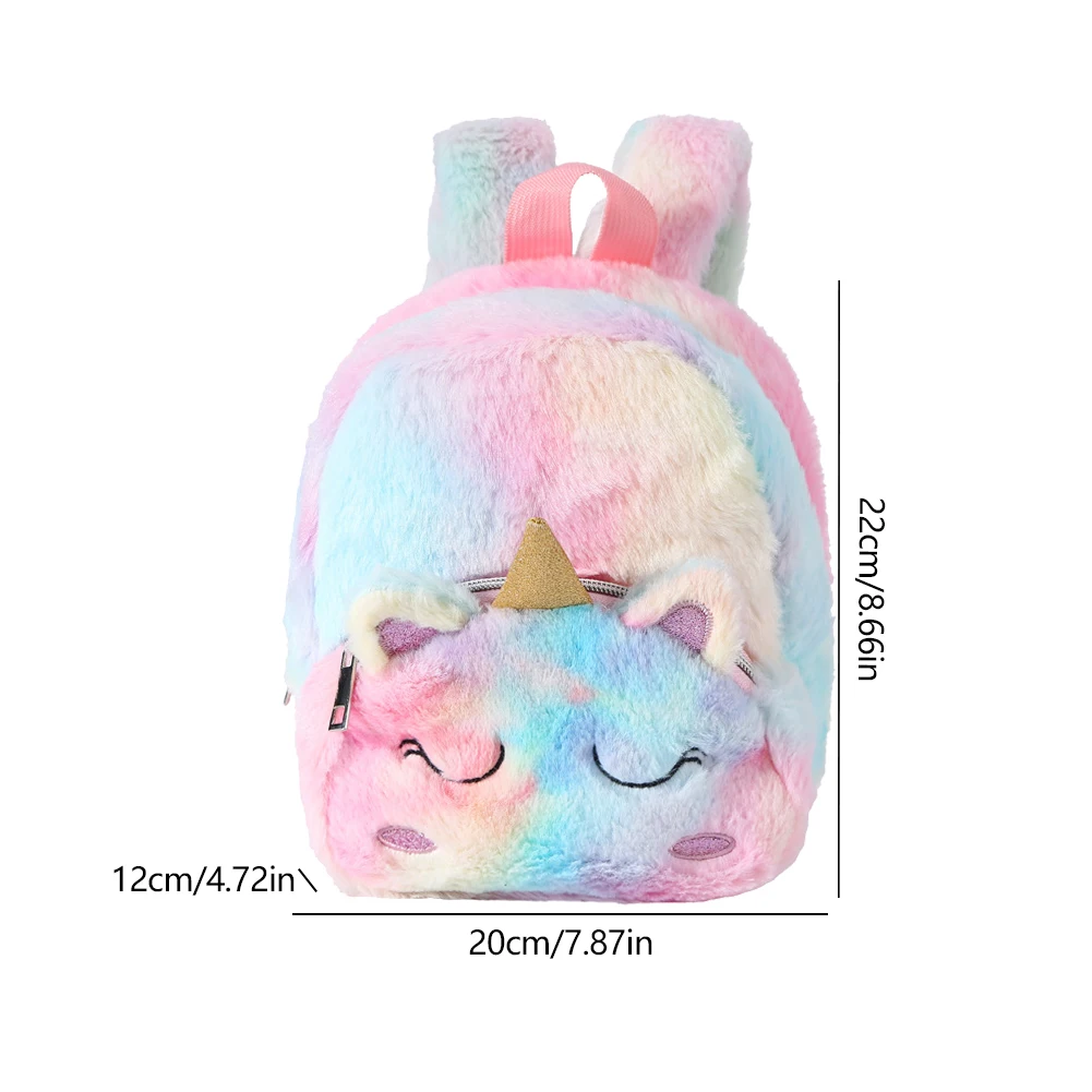 Cartoon Unicorn Plush Kids Backpack Kawaii Girls Small Backpack Fashion Gradient Color Casual Simple Portable Children Back Pack