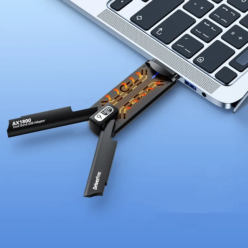 Driver Free Wifi6 USB WiFi Adapter AX1800 Dual-band Wireless Network Card Receiver Transmitter