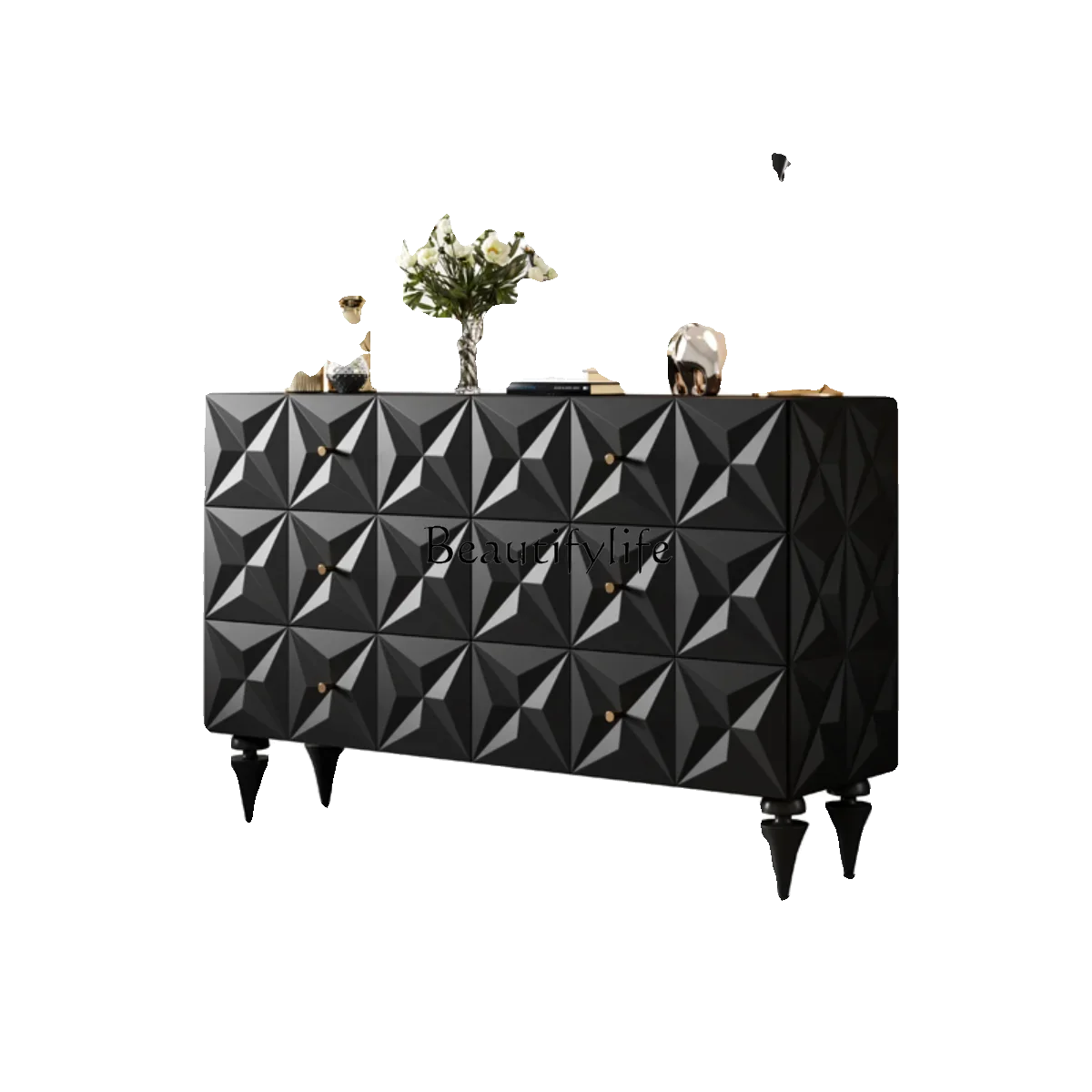 

pg45Light Luxury Chest of Drawers Italian Minimalist Bedroom Solid Wood Curio Cabinet Embossed High-End Model Room Side Cabinet