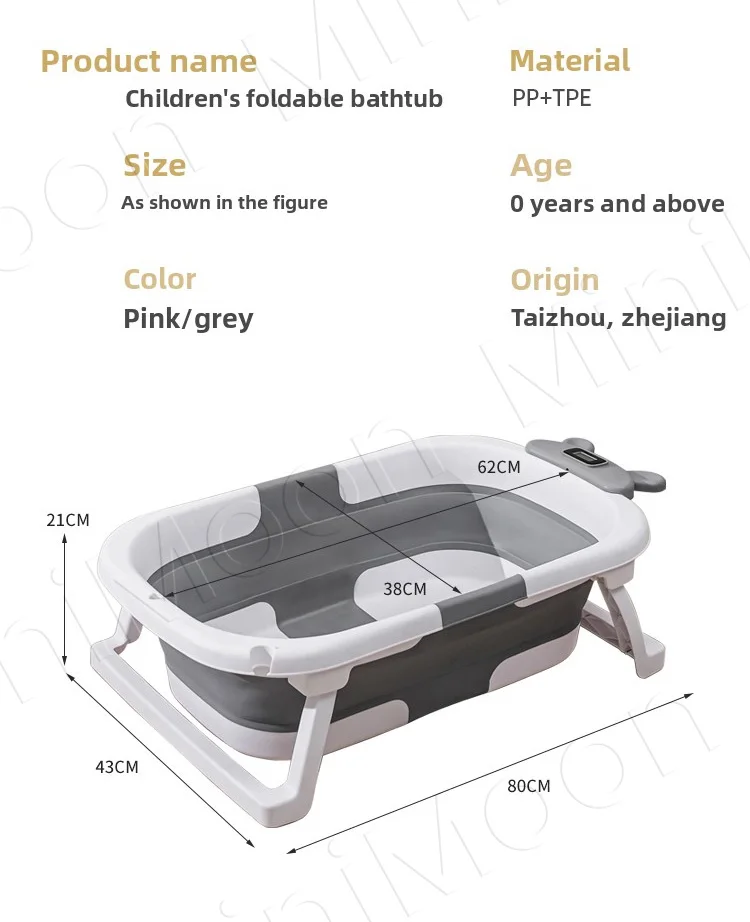 Foldable Baby Bathtub with Temperature Display, Non-Slip Silicone Bath for Safe & Comfortable Newborn Baths