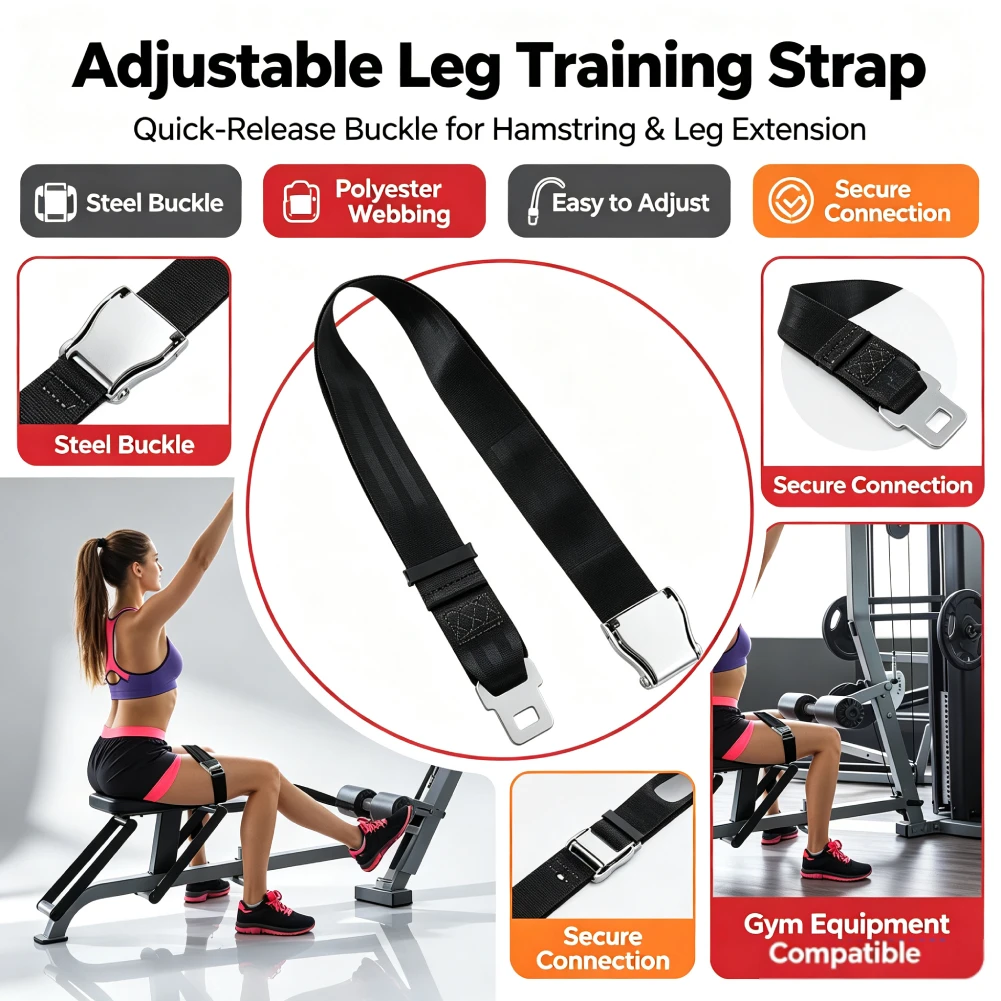 Nordic Curl Bench Belt with Quick-Release Buckle Nordic Curl Bench Stabiliser Strap Adjustable for Home Or Gym Training