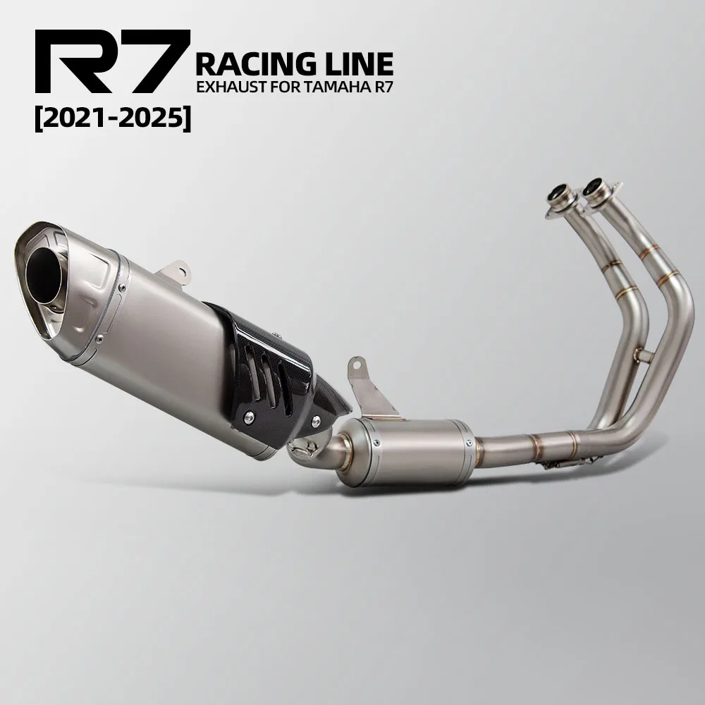 Sistema de escape R7 para Yamaha R7 2021-2026 MT07 FZ07 XSR700 2014-2024, kit de tubos de escape para motocicleta, silenciador de tubo de escape de carreras