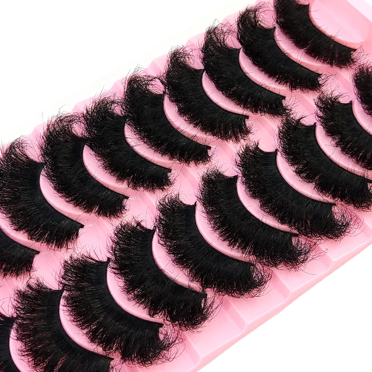 HBZGTLAD Nieuwe 10 paar kunstmatige nertsenwimpers 5D dramatische handgemaakte pluizige natuurlijke lengte 25 mm wimperverlenging make-up