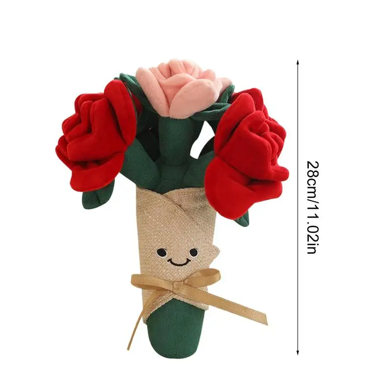 Bloem Knuffels Lachend Gezicht Gevuld Roos Boeket Zachte Knuffel Sierkussen Home Decor Knuffelbaar Overhandigen Bloem Speelgoed Voor Verjaardag