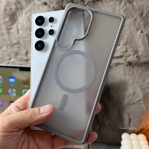 Luxury Matte Translucent For Magsafe Charge Case For Samsung S25 S24 S23 S22 Ultra Plus A56 A36 A26 A16 A55 A35 Frosted PC Cover