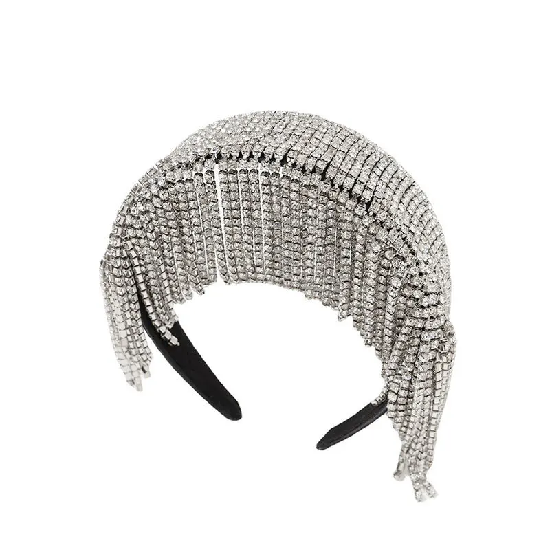 

New Baroque Fashion Exaggerated Tassel AB Rhinestone Pearl Headband For Women Hair Hoop Gift Bridal Wedding Hair Accessories